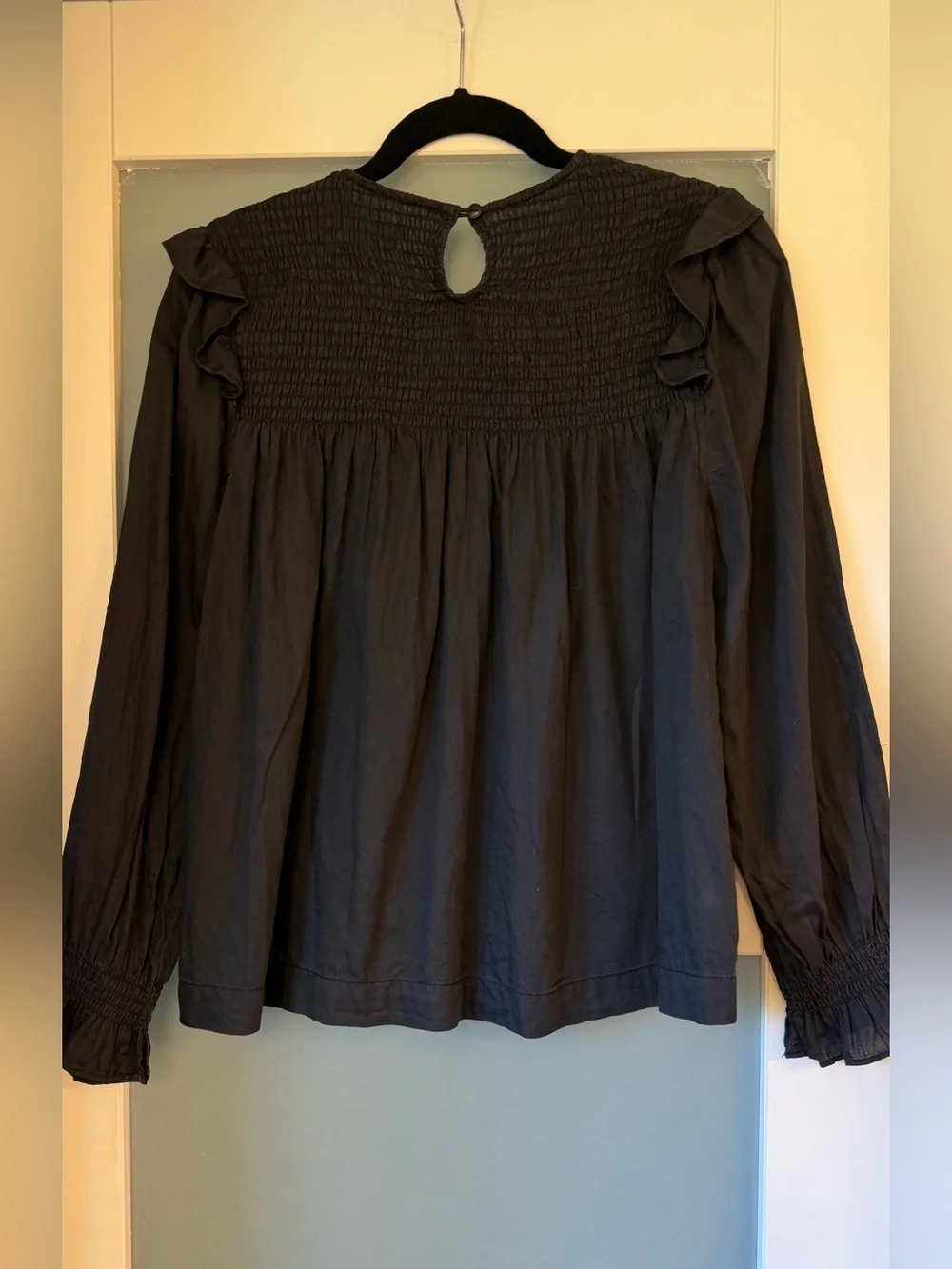 Madewell Black Smocked Top